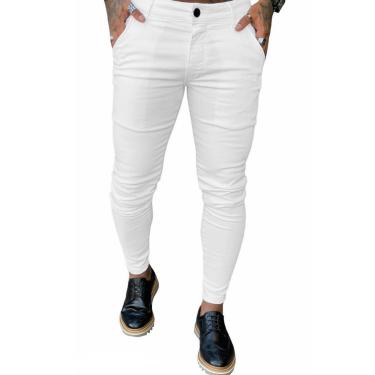 Imagem de Calça Alfaiataria Sarja Branca Skinny C/ Elastano Premium-Masculino