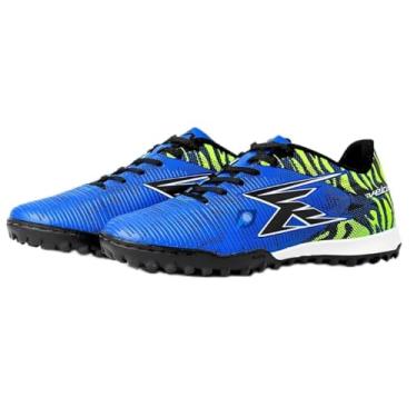 Imagem de Chuteira Futebol Society Suiço Grama Sintética Grama Natural Trava Baixa Adulto Original oficial Oxn Velox 6 Premium (Azul- Branco- Lima- Preto, BR, Adulto, Numérico, 37)