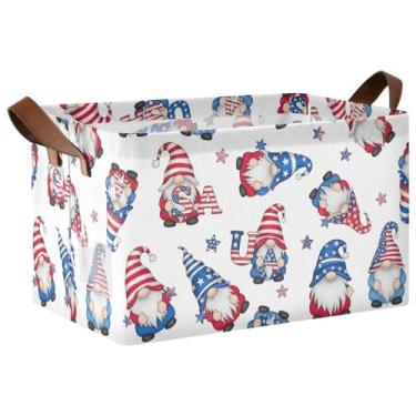 Imagem de Cesta de brinquedo para cães com alças, caixas grandes para organização e armazenamento de trailers, 17 x 29 x 25 cm, bandeira de gnomos fofos, pacote com 2