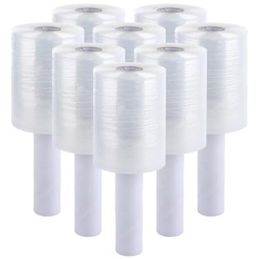 Imagem de DAJAVE Pacote com 8 rolos elásticos de 12,7 cm, 305 m, calibre 80, envoltório retrátil industrial com alças, rolo de plástico para movimentação, embalagem, rolo de filme retrátil resistente