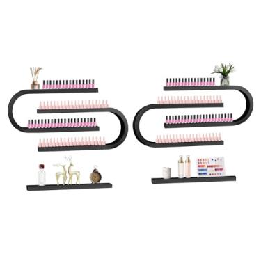 Imagem de EBANKU 6 unidades de prateleiras de esmalte em forma de U, prateleira resistente para esmalte de parede, expositor, estojos de cosméticos, organizador de esmalte, prateleira de parede para spa e salão