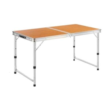 Imagem de Mesa Dobrável Portátil 120x60cm Vira Maleta com Altura Regulável | Mesa Camping, Praia e Piquenique (Madeira)