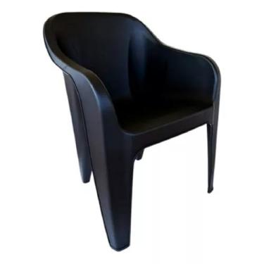 Imagem de Cadeira Poltrona de Plástico Confortável - Assento Largo Empilhavel com Acabamento Fosco, Ideal para Uso Doméstico e Comercial (Preto)