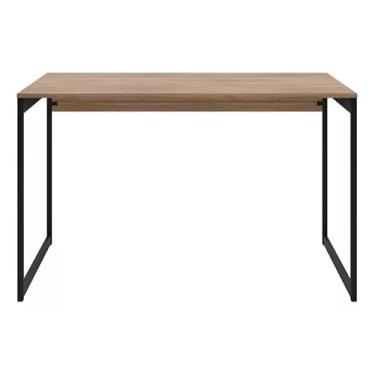 Imagem de Mesa Home Office Escrivaninha industrial De Metal - Preto/Madeirado 90cm