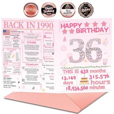 Imagem de Joycard Cartão de aniversário de 36 anos com envelope, decorações de aniversário de 36 anos para mulheres, presentes de aniversário de 36 anos para ela, cartões de feliz aniversário para esposa de 36