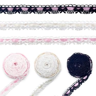 Imagem de Fita de acabamento de renda, 2 metros, 3 cores, padrão de laço vintage, renda de costura para buquê de casamento, cartões de convite, laços de cabelo, embrulho de presente de artesanato DIY