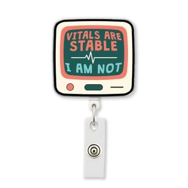 Imagem de HOSALA Carretel retrátil para crachá Vitals are Stable I Am Not com clipe jacaré, suporte de crachá de ABS para trabalhador de saúde engraçado, enfermeira, presente de estudante de enfermagem para