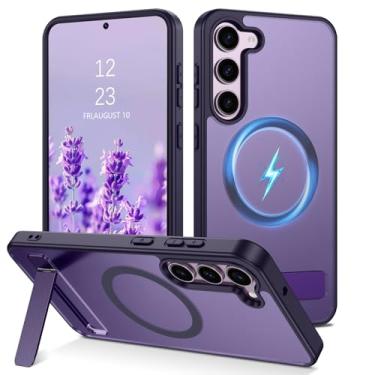 Imagem de VENINGO Capa para Galaxy S23, magnética compatível com MagSafe, suporte fosco slim fit, capa protetora antiimpressão digital à prova de choque para Samsung Galaxy S23 de 6,1 polegadas, roxo escuro