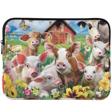 Imagem de Capa para laptop de animais de fazenda de porcos para laptop para MacBook Pro de 13 polegadas, acessórios de computador universais de 33 a 35 cm