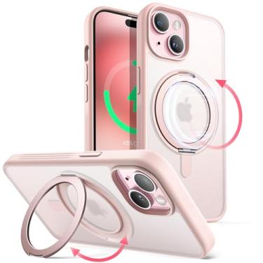Imagem de JETech Capa de Anel Giratório de 360 Graus para iPhone 15 Plus 6,7 Polegadas Compatível com MagSafe, Case de Telefone Fina Capinha à Prova de Choque com Suporte & Suporte de Anel (Rosa)