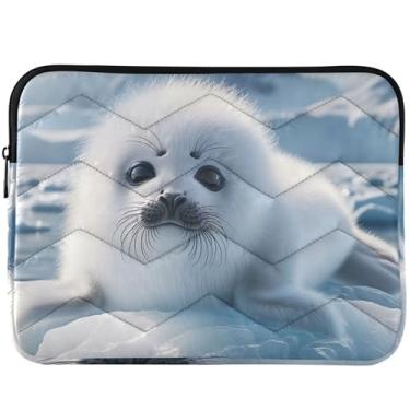 Imagem de Capa para laptop fofa e adorável foca animal polar para MacBook Pro 14 manga universal 13-14 polegadas capa para laptop inchada