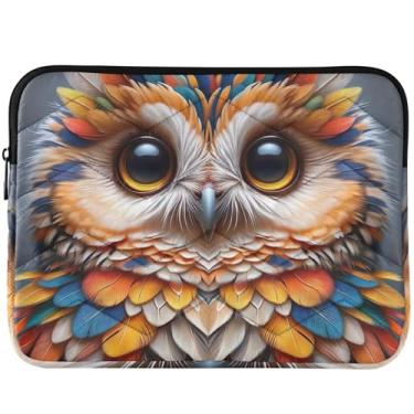 Imagem de Capa protetora para notebook com estampa de coruja colorida para Macbook Pro 14 polegadas, capa acolchoada para laptop de 33 a 35 cm, universal