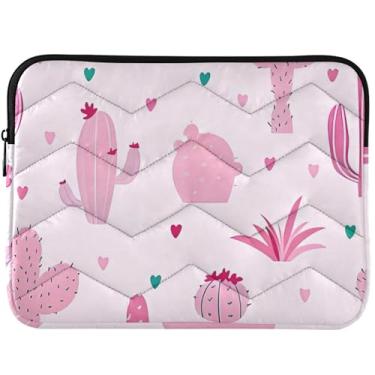 Imagem de Capa para notebook com estampa de cacto rosa com plantas tropicais para MacBook Pro, capa para laptop de 13 polegadas, fofa de 13 a 14 polegadas, universal