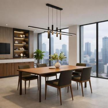 Imagem de Pendente Moderno Slim Sofisticado p/4 Mini Dicroicas + 2 Perfis LED in