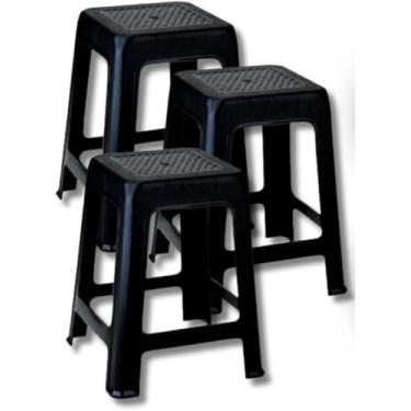 Imagem de Banqueta preta de plástico reforçado e resistente (3)