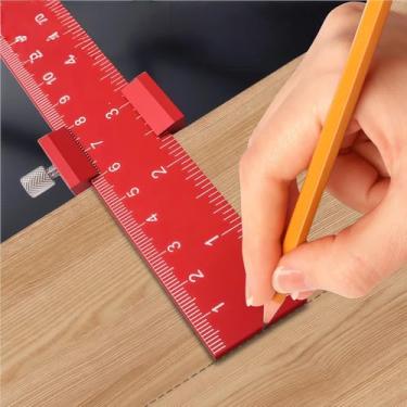 Imagem de 1 régua de bolso para marcenaria de alumínio para madeira com batentes deslizantes em polegadas e métricos