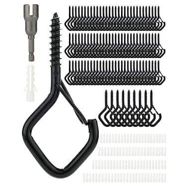 Imagem de 100 UNID Ganchos para Cabide com Fivela de Parafuso Antivento Luzes Corda Pátio Plantas Fada comedouros pássaros Vasos Flores Sinos Vento Decorações Uso Interno Metal Resistentes