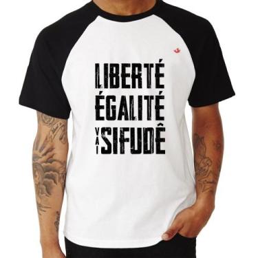 Imagem de Camiseta Raglan Liberté, Égalité, Vai sifudê - Foca na Moda, Branco, P