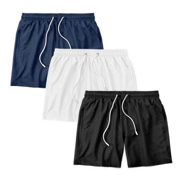 Imagem de Kit 3 Shorts Bermuda Masculino Tactel Liso Praia Academia-Masculino