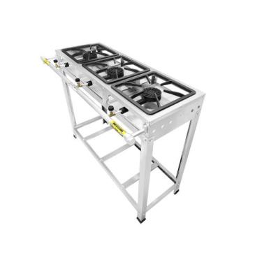 Imagem de Fogão 3 Bocas Iron Inox Ferro Fundido Alta Pressão - SeveFort Grill