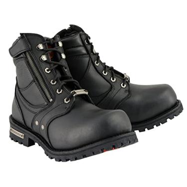 Imagem de Milwaukee Leather Bota masculina de couro preto 15 cm com cadarço e fecho de zíper MBM9050-7