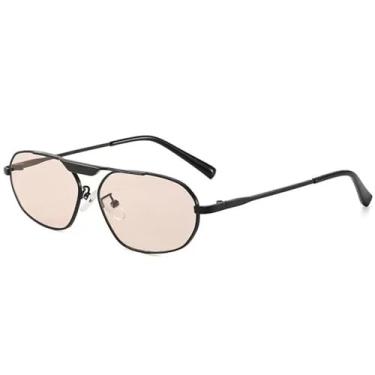 Imagem de Óculos de Sol Unissex com Armação Oval de Metal, Estilo Punk, Proteção UV400, Ideais para Esportes ao Ar Livre, Corrida e Ciclismo, Cor Chá Preto