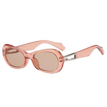 Imagem de Óculos de Sol Femininos Ovais em Cores Candy, Estilo Punk, Proteção UV400, Ideais para Esportes ao Ar Livre, Corrida e Ciclismo, Cor Champanhe e Chá
