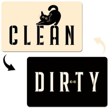 Imagem de Ímã da máquina de lavar louça, placa limpa e suja - dupla face limpa/suja para máquinas de lavar louça de aço inoxidável - Utensílios magnéticos para casa e cozinha para animais de estimação (gato