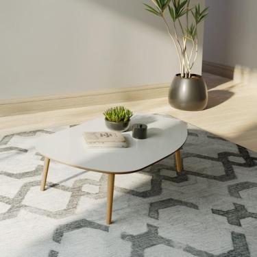 Imagem de Mesa de Centro Orgânica 120cm 100% MDF TB625 Basic Dalla Costa, Off Wh