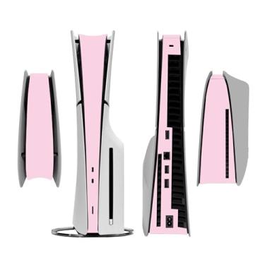 Imagem de Adesivo lateral para PS5 Slim Disc Console Center Skin Console Skin Decalque de vinil (rosa claro)