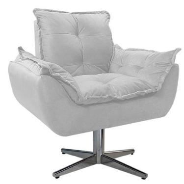 Imagem de Poltrona Opala Base Giratória de Metal Suede Branco - Doce Sonho Móvei