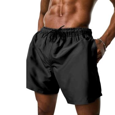 Imagem de Bermuda Tactel Masculina Praia Casual Lisa com Bolsos Secagem Rápida-Masculino