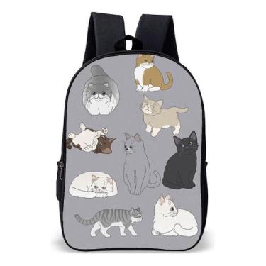 Imagem de Mochila Infantil Escolar Simples Tema Gatos Cats Gatinhos Lançamento -