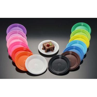 Imagem de Pratinhos de Bolo 10 Un Descartável Redondo Cores Lindas - TrikTrik, L