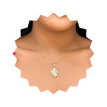 Imagem de ROHNES Colar Feminino Folheado a Ouro 18k, Orgânico Retangular Retorcido, Prata, Aço Inoxidável e Ouro