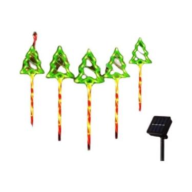 Imagem de Luzes De Natal LED Solares Em Forma De Árvore De Natal, Conjunto De 5 