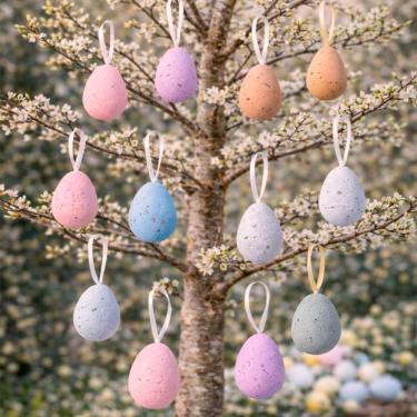 Imagem de Pendente Ovinhos Coelho Decoração De Páscoa 5x3cm Kit 108pçs