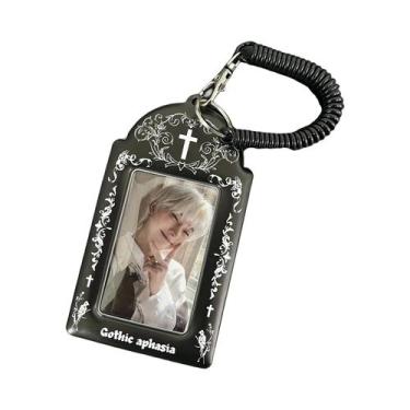 Imagem de Porta-Photocards K-Pop Estilo Gótico Preto E Branco Com Cruz, Clipe De
