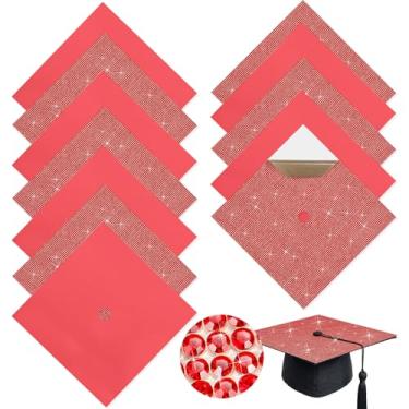 Imagem de Gersoniel Conjunto de 6 bonés de strass graduados com papel de construção para decoração de chapéu de graduação, 25,4 x 25,4 cm, cartolina para foto faça você mesmo, cobertura de chapéu de formatura