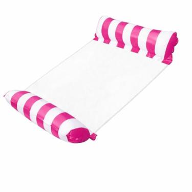 Imagem de Boia Flutuante com Rede e Almofadas Infláveis Flutuador Cadeira Piscina e Praia Chácara Verão Sol Espreguiçadeira Adulto Infantil (Rosa)