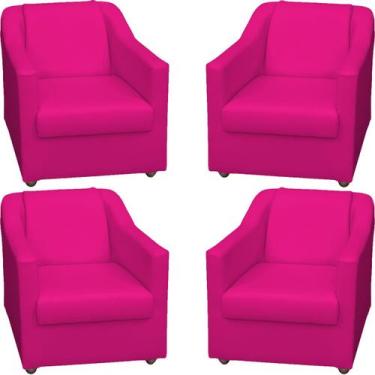 Imagem de Kit 4 Poltronas Decorativa Para Sala Recepção Manicure Barbearia Escri