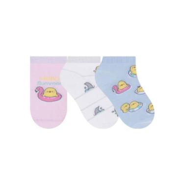 Imagem de Kit/3 Meia Sapatilha Selene 2315.001 Infantil Menina Algodão T. 25/28 