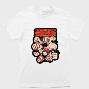 Imagem de Camiseta Branca One Piece  Monkey D. Luffy gomu gomu gatling gun Taman