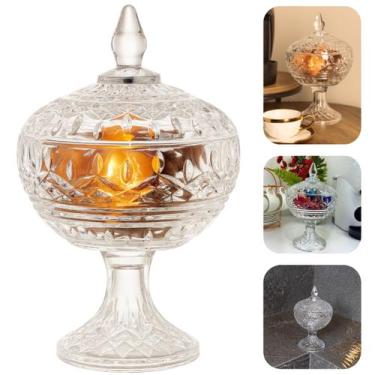 Imagem de Bomboniere Potiche Baleiro De Cristal Com Pé Decorativo Elegante Luxo 