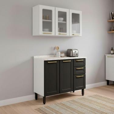 Imagem de Cozinha Compacta Em Aço 6 Portas 2 Gavetas Colors Grafite/br