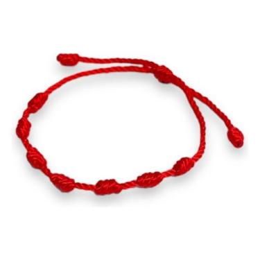 Imagem de Kit 2 Pulseira Vermelha De Sete Nós Kabbalah P/afastar O Mal - Genéric