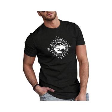 Imagem de Camiseta Masculina plus Size De Verão Em Algodão Com Estampa De Bússol