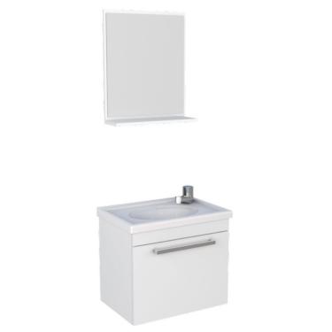 Imagem de Kit Gabinete Banheiro Em Madeira ágata Cozimax - 45cm - Branco