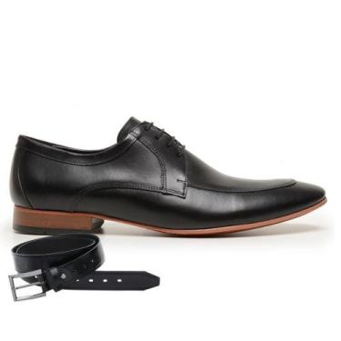 Imagem de Sapato Social Preto em Couro + Cinto 87885 - Madok, 39