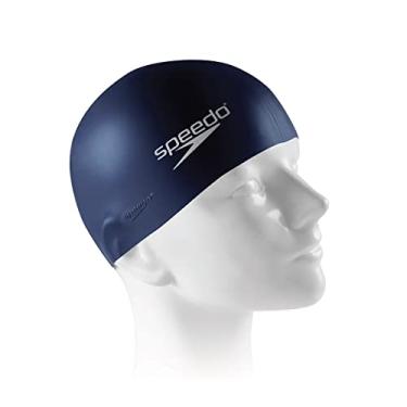 Imagem de Touca de Natação Infantil, Speedo, Swim Cap Jr, Silicone Resistente com Encaixe Confortável - Azul Marinho